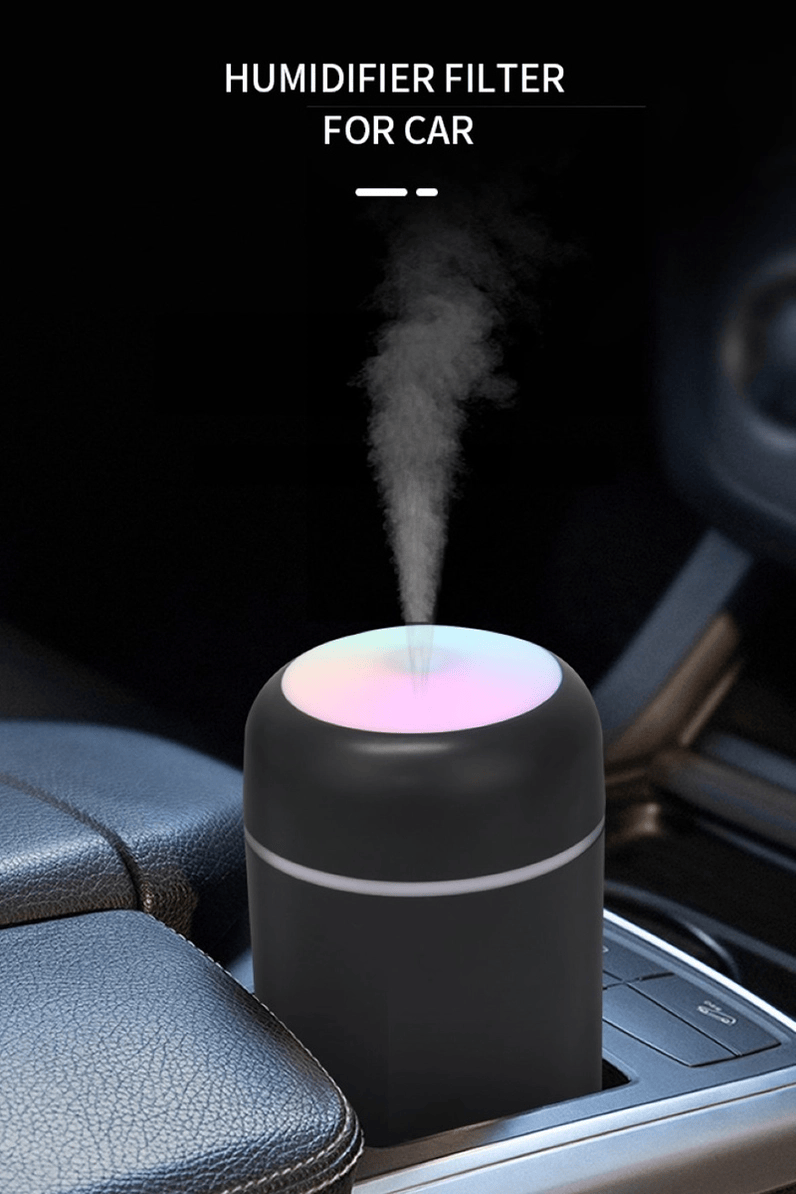 H2O Mini Luftbefeuchter Grau – Kompakter USB-Diffusor mit LED-Licht
