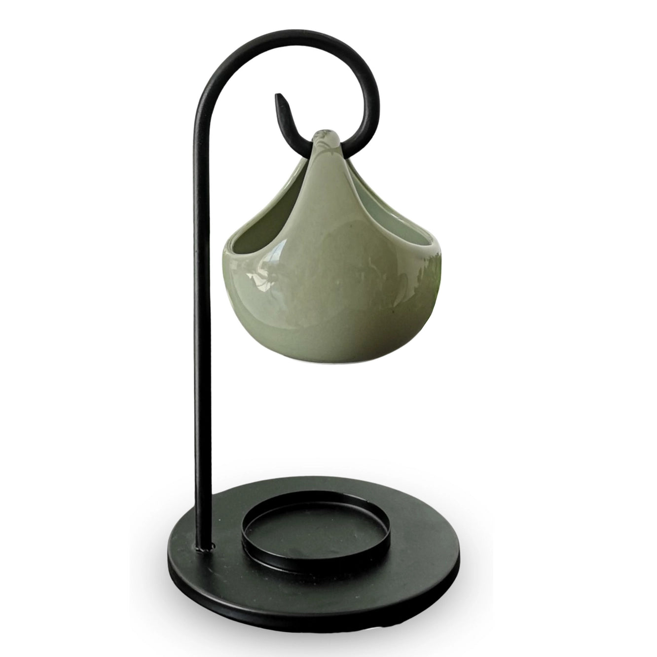 Duftlampe Aus Keramik Für ätherische Öle – Teelichtbetrieben, In Grün, Mit Löffel