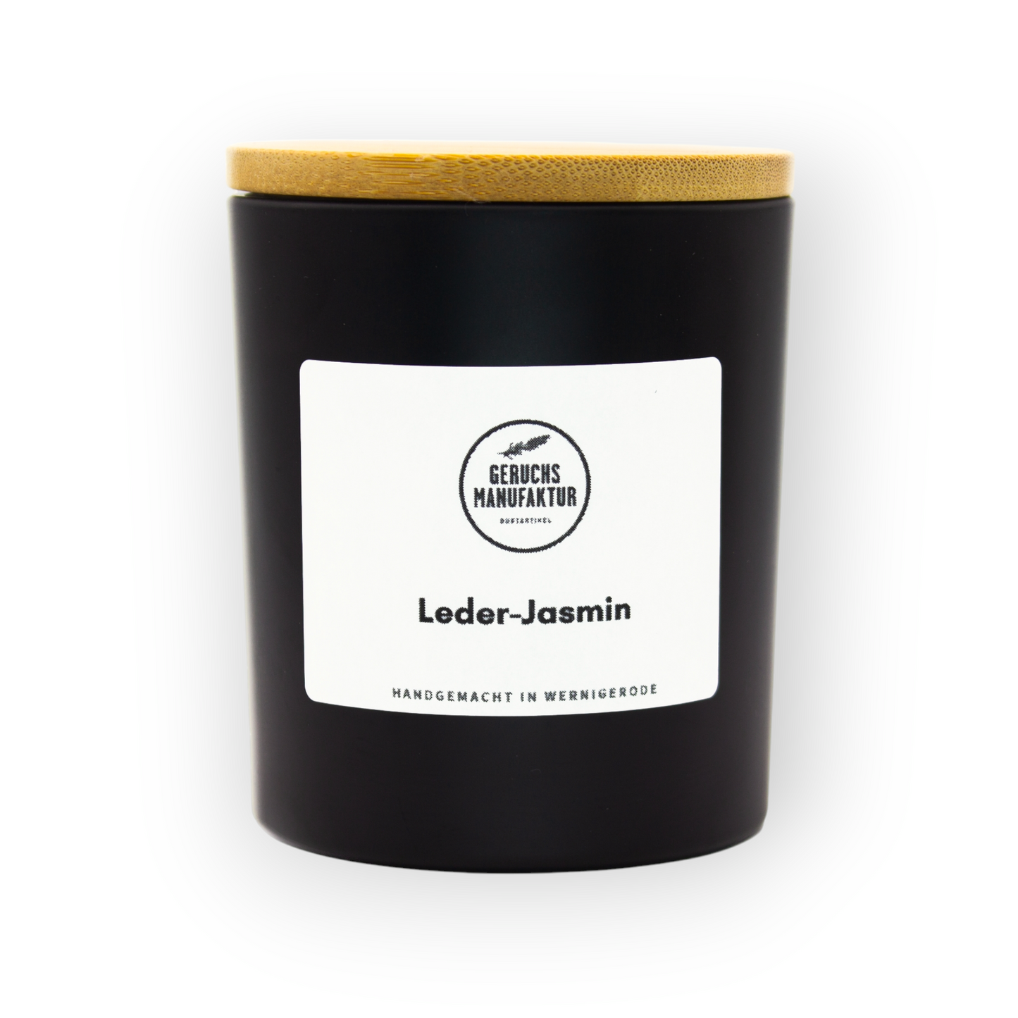 Duftkerze „Leder & Jasmin“ mit Holzdocht