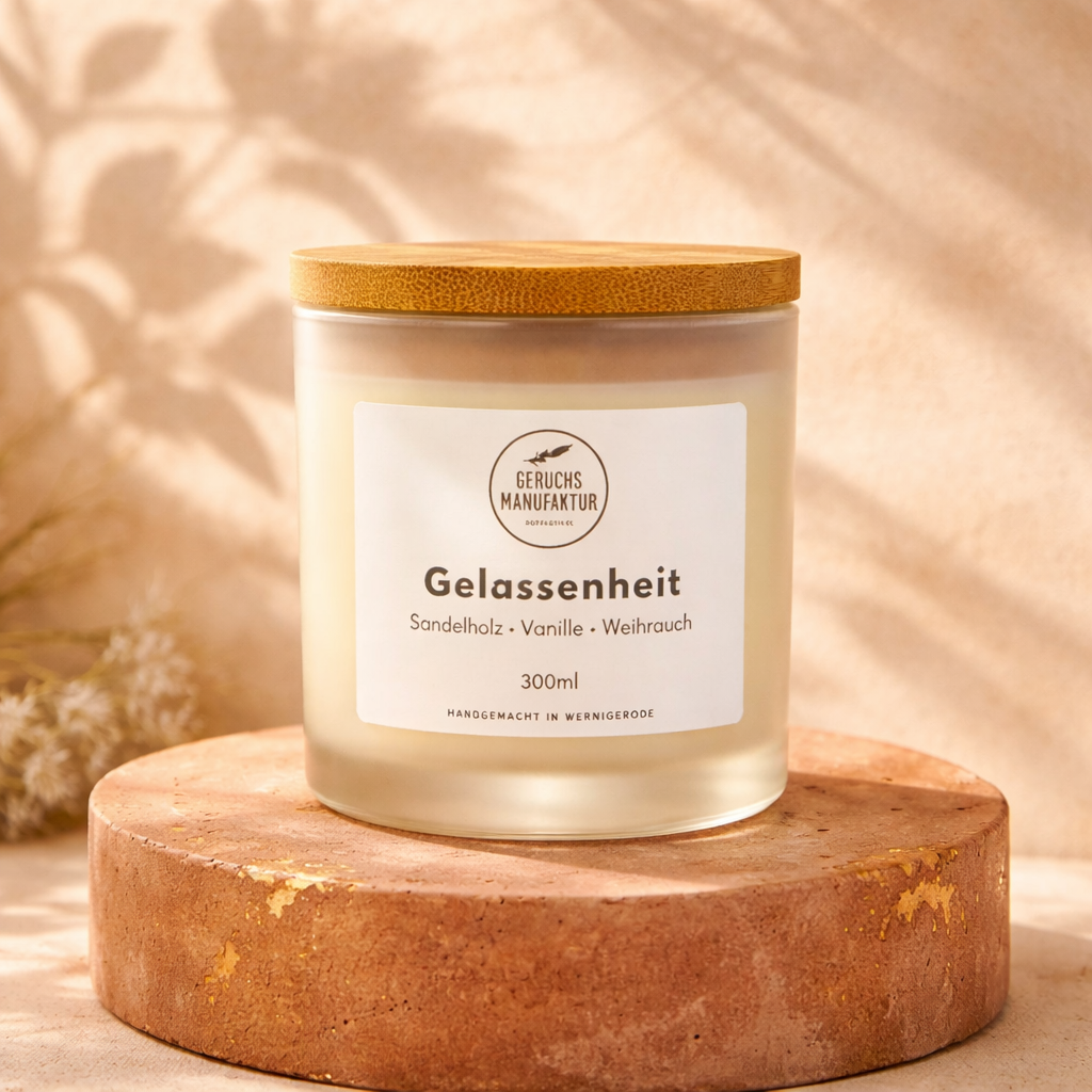 Aromatherapie-Kerze Gelassenheit, Detailansicht