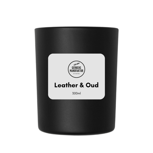 Premium Duftkerze Leather & Oud