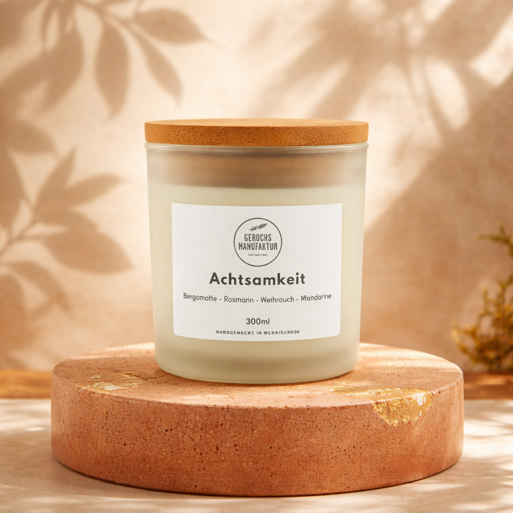 Aromatherapie-Kerze Achtsamkeit, Detailansicht
