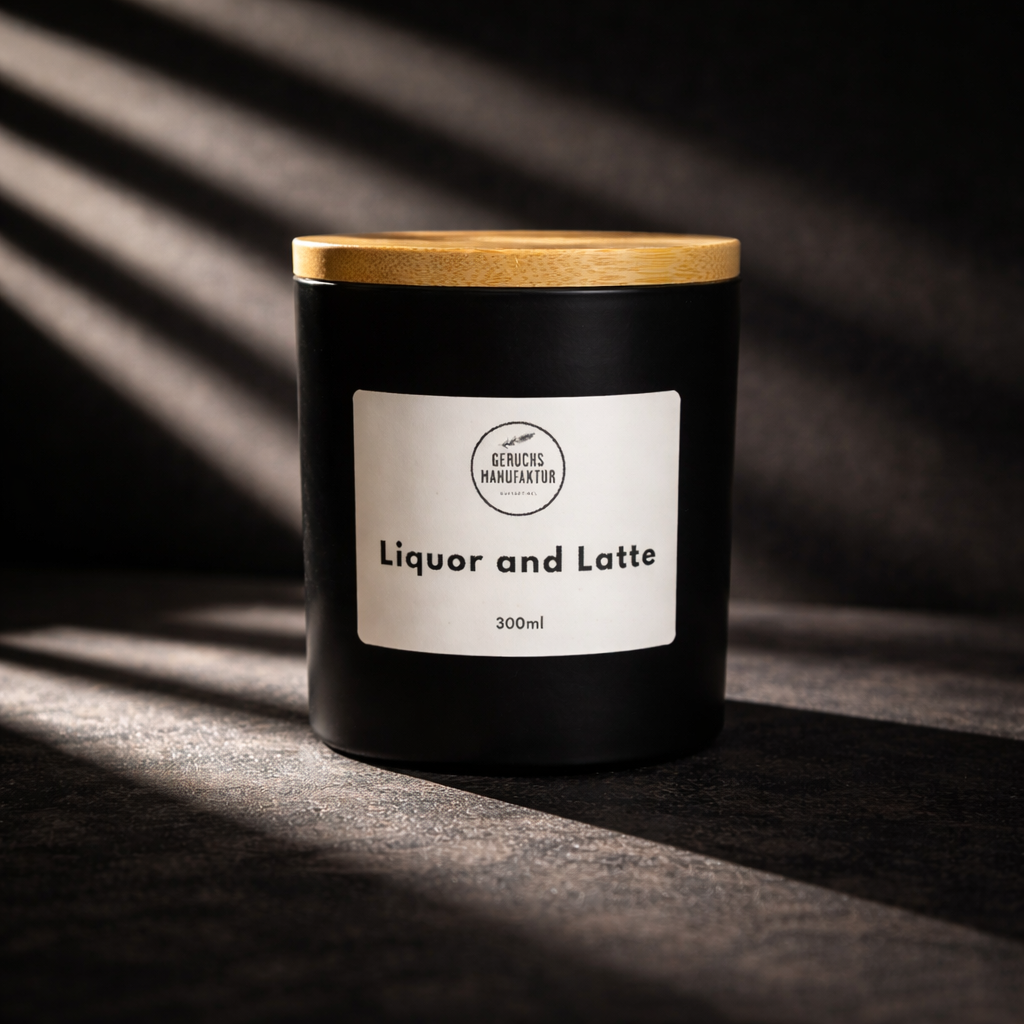 Premium-Duftkerze Liquor und Latte, Detailansicht