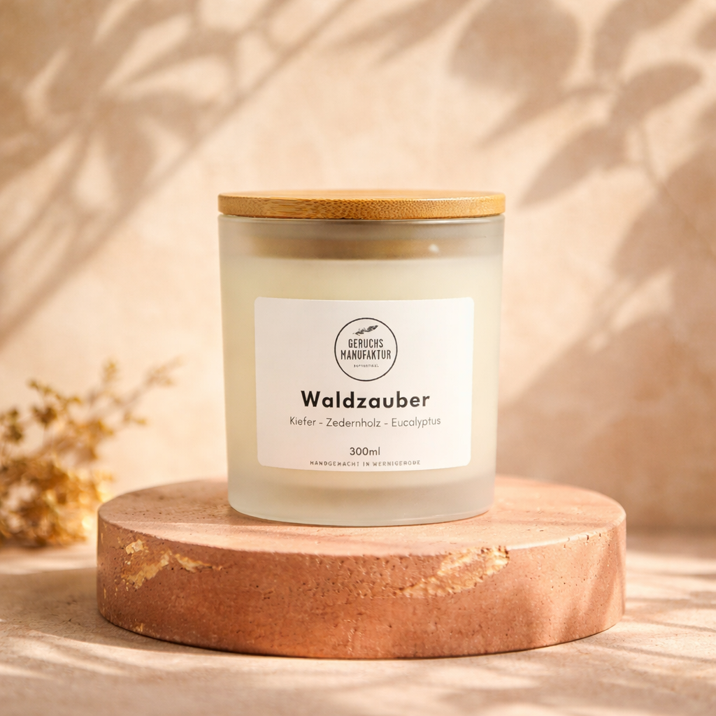 Aromatherapie-Kerze Waldzauber, Detailansicht