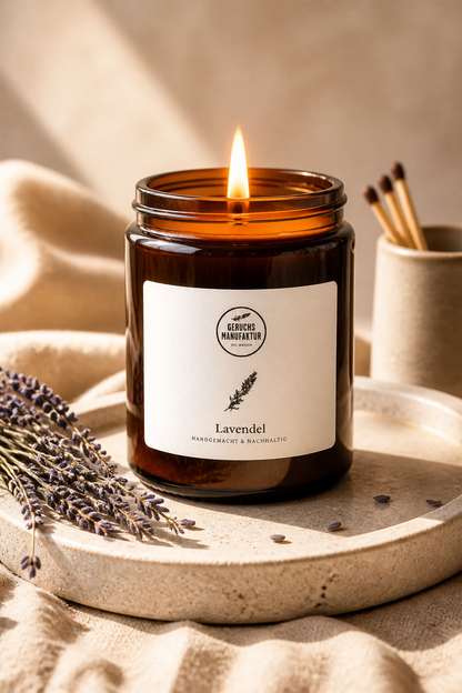 Lavendel Duftkerze von Geruchsmanufaktur, Detailansicht